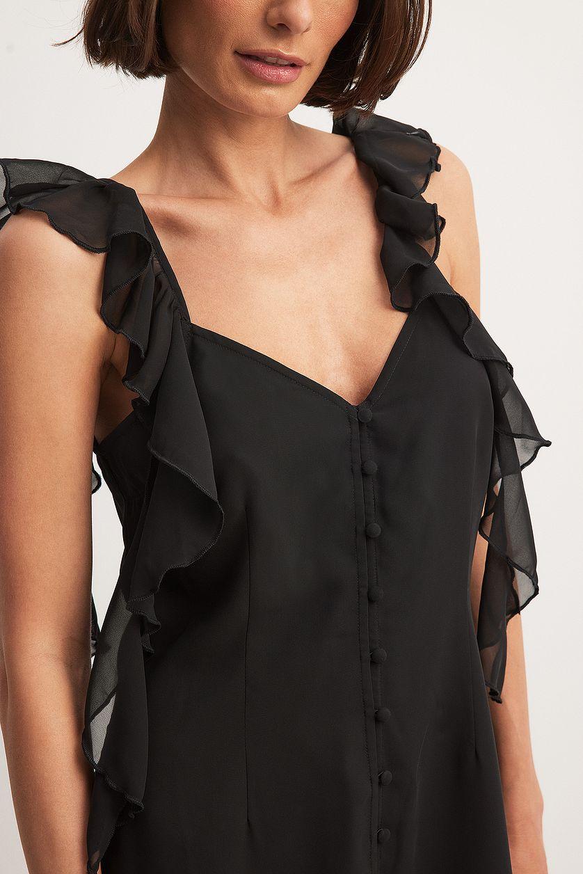 Ruffle Shoulder Chiffon Mini Dress Product Image