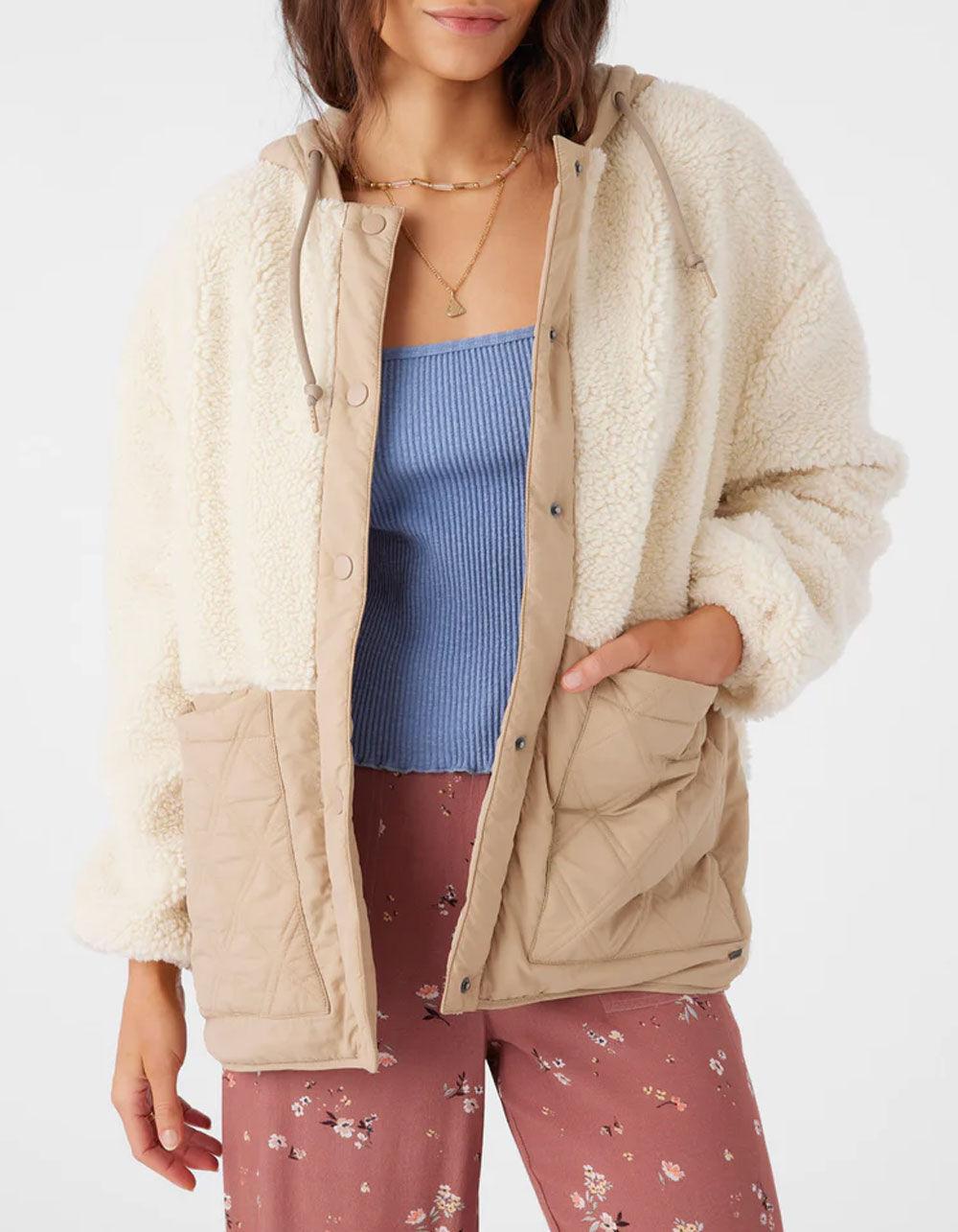 O'NEILL Meena High Pile Womens Quilted Jacket - Cream Combo Product Image