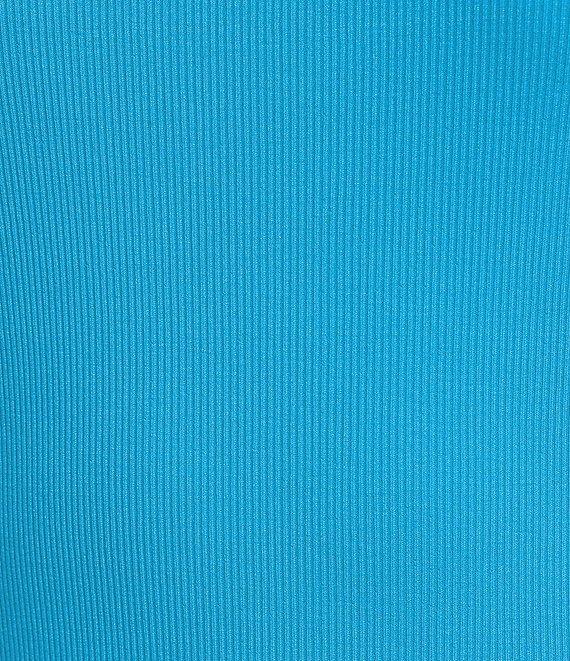 Sugarlips Scooped Neck Ruffle Shoulder Cap Sleeve Ribbed Mixed Media Top Product Image