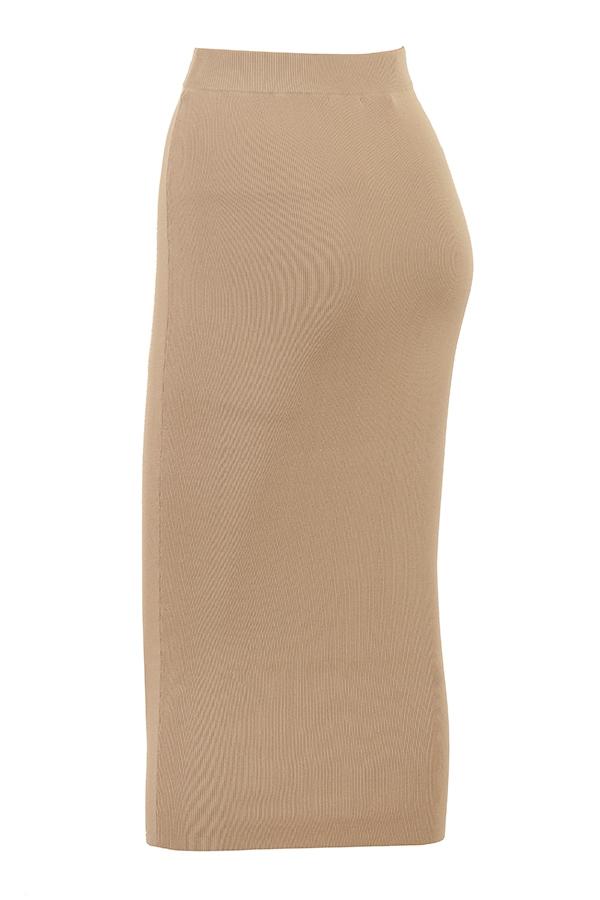 Heather  camel knit midi skirt - sale Product Image