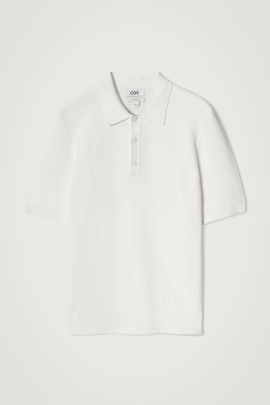 TEXTURED KNITTED COTTON POLO SHIRT Product Image