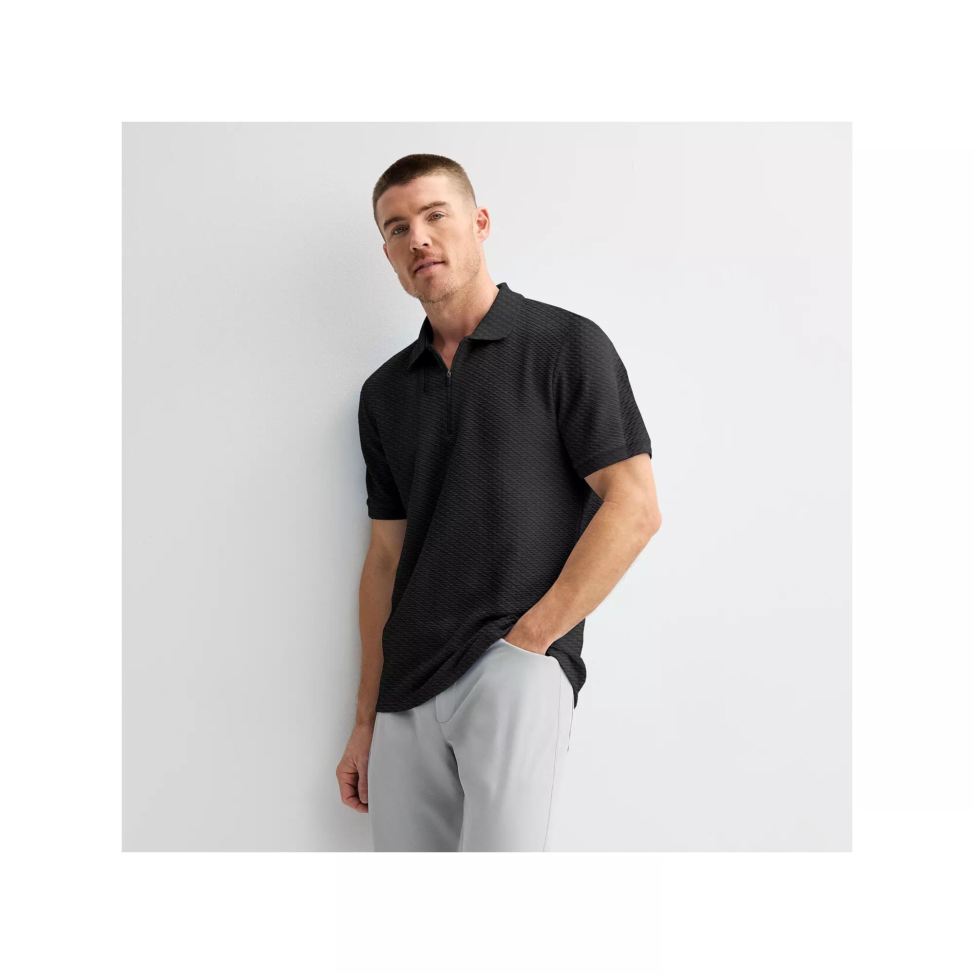 Men's FLX Textured Quarter-Zip Polo, Size: XXL, Mineral Black Product Image