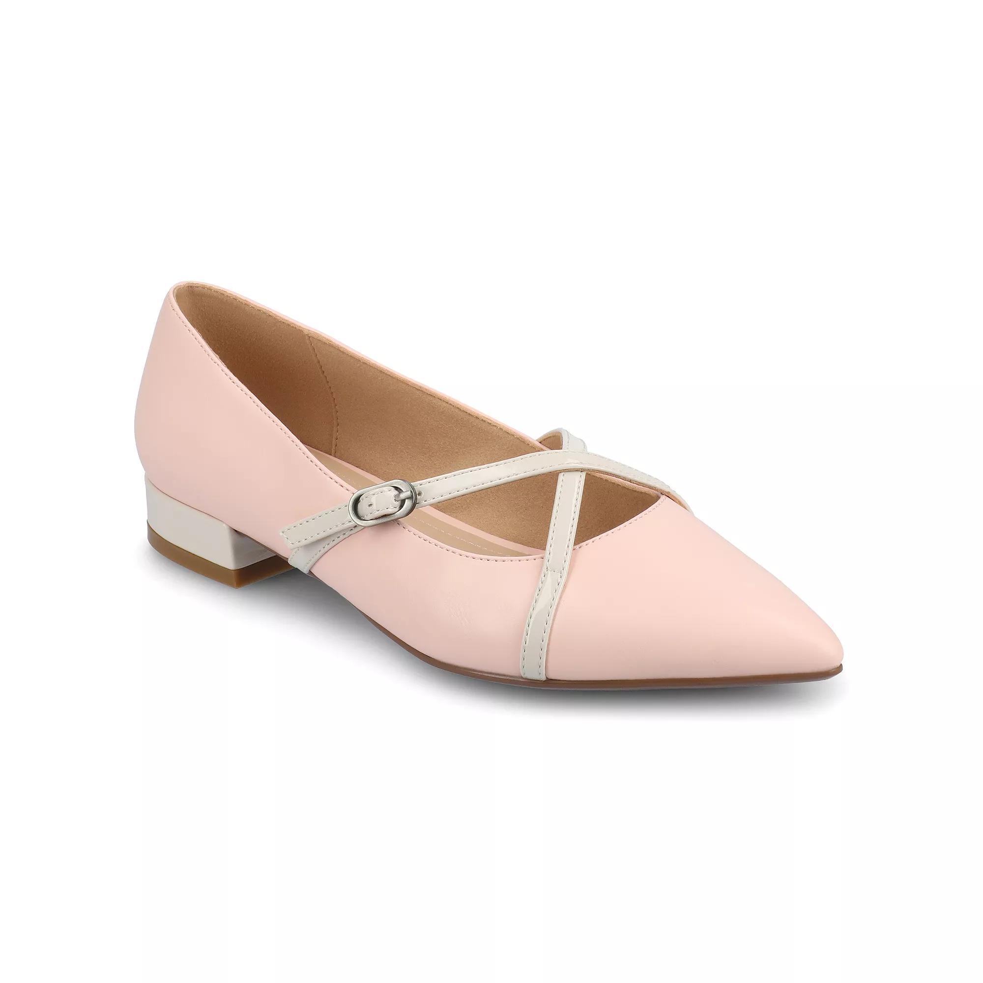 Journee Camby Pointed Toe Covered Block Heel Womens Dress Flats Product Image