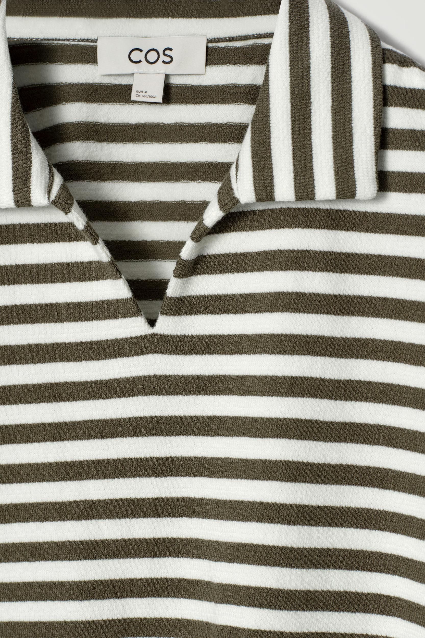 OPEN-COLLAR STRIPED TERRY POLO SHIRT Product Image