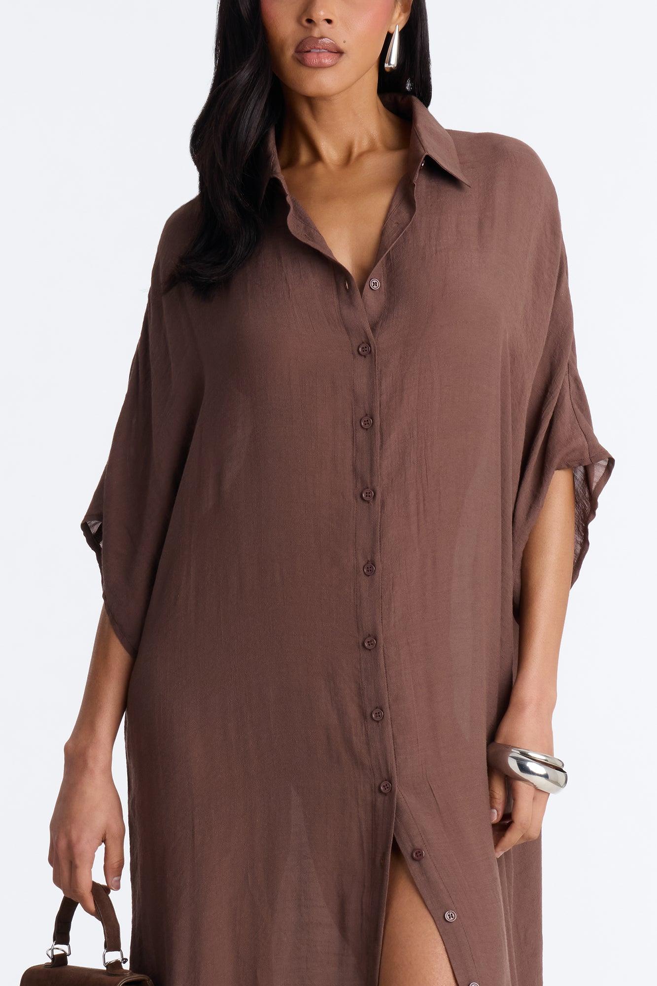 Lazy Summer Daze Cover Up Dress - Chocolate Female Product Image