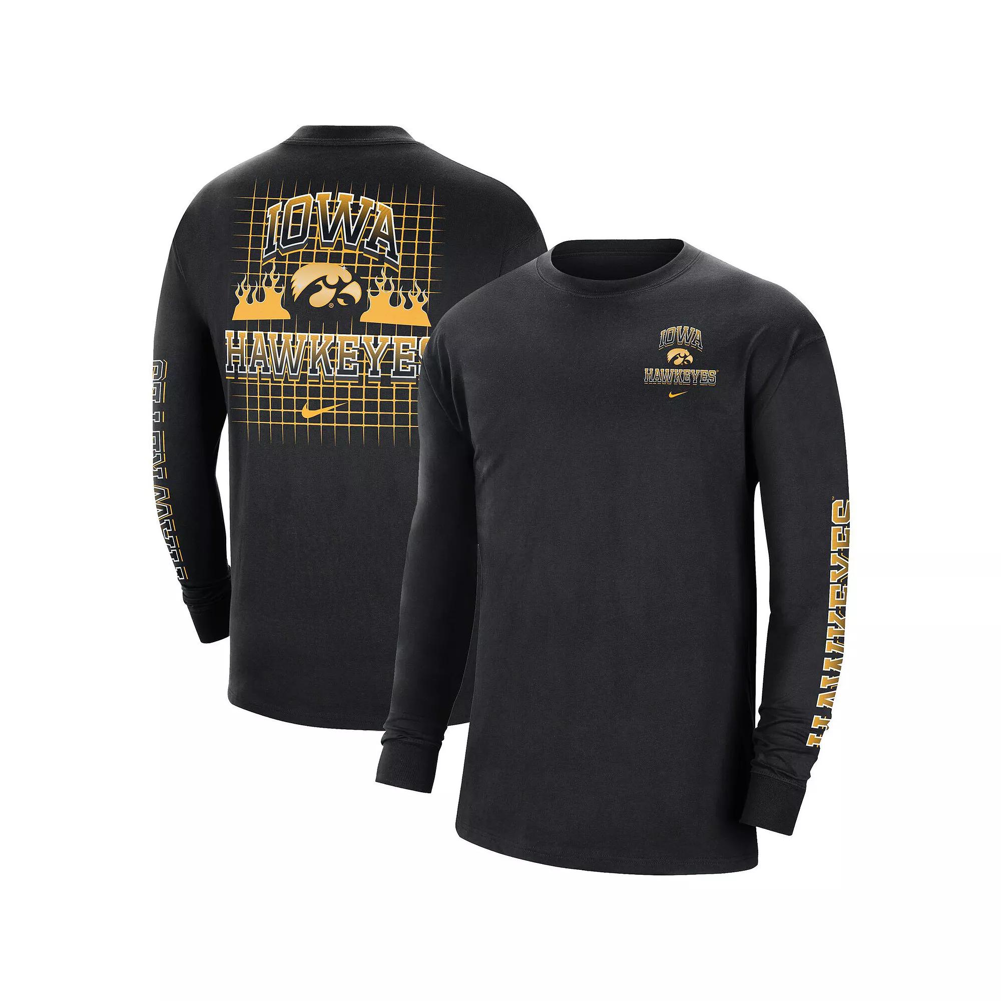 Men's Nike Black Iowa Hawkeyes Tour Max 90 Long Sleeve T-Shirt,  Product Image