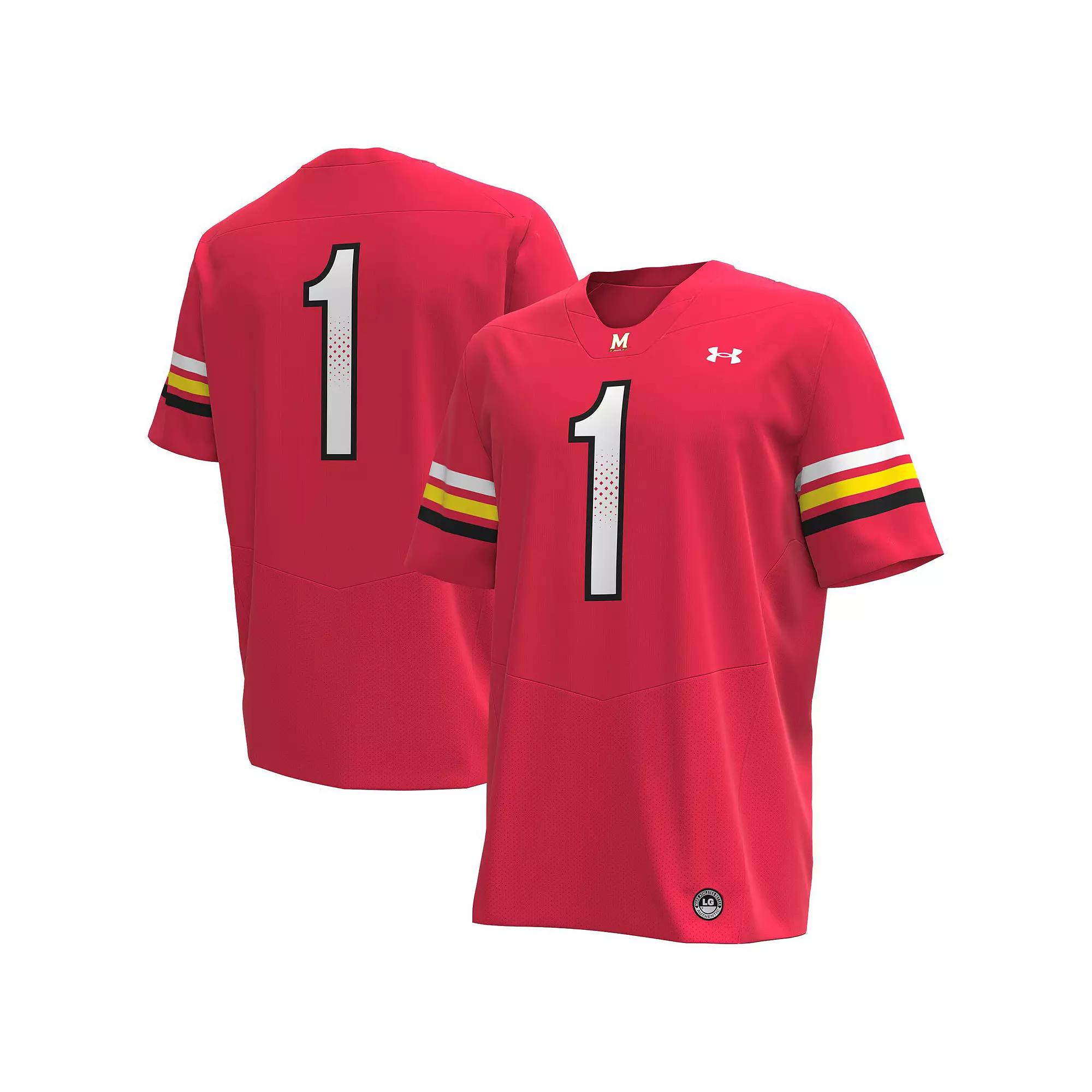 Men's Under Armour #1 Red Maryland Terrapins Replica Football Jersey,  Product Image
