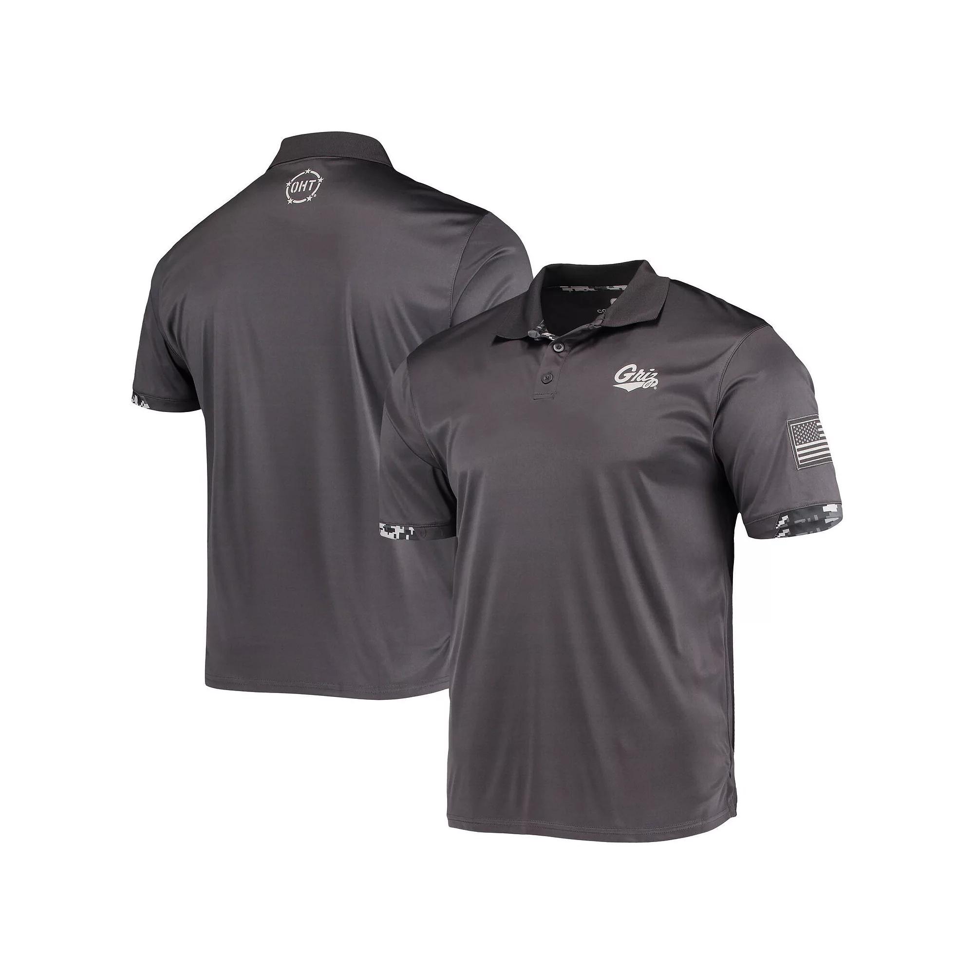 Men's Colosseum Charcoal Montana Grizzlies Operation Hat Trick Military Appreciation Digi Camo Polo,  Product Image