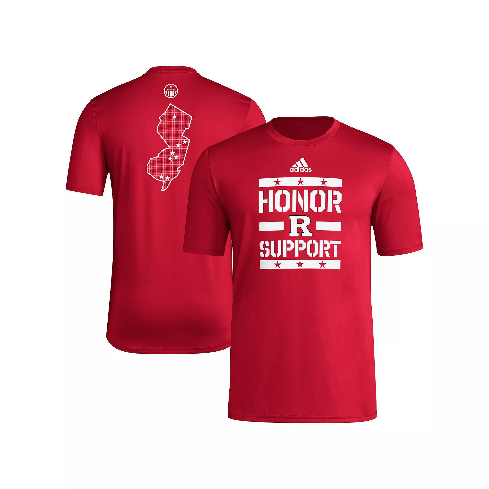 Men's adidas Scarlet Rutgers Scarlet Knights Honor & Support Pre-Game T-Shirt,  Product Image