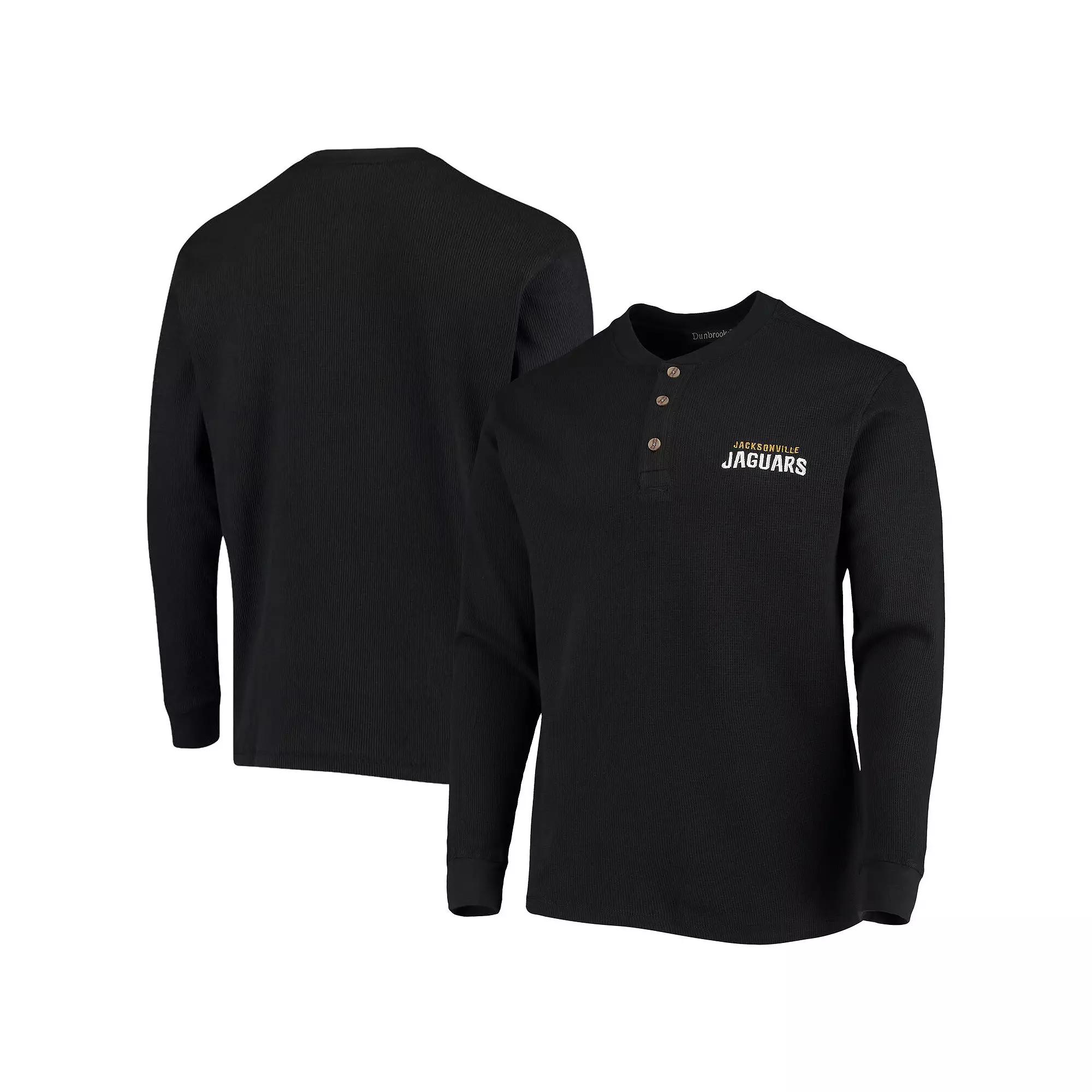 Men's Dunbrooke Black Jacksonville Jaguars Logo Maverick Thermal Henley Long Sleeve T-Shirt,  Product Image