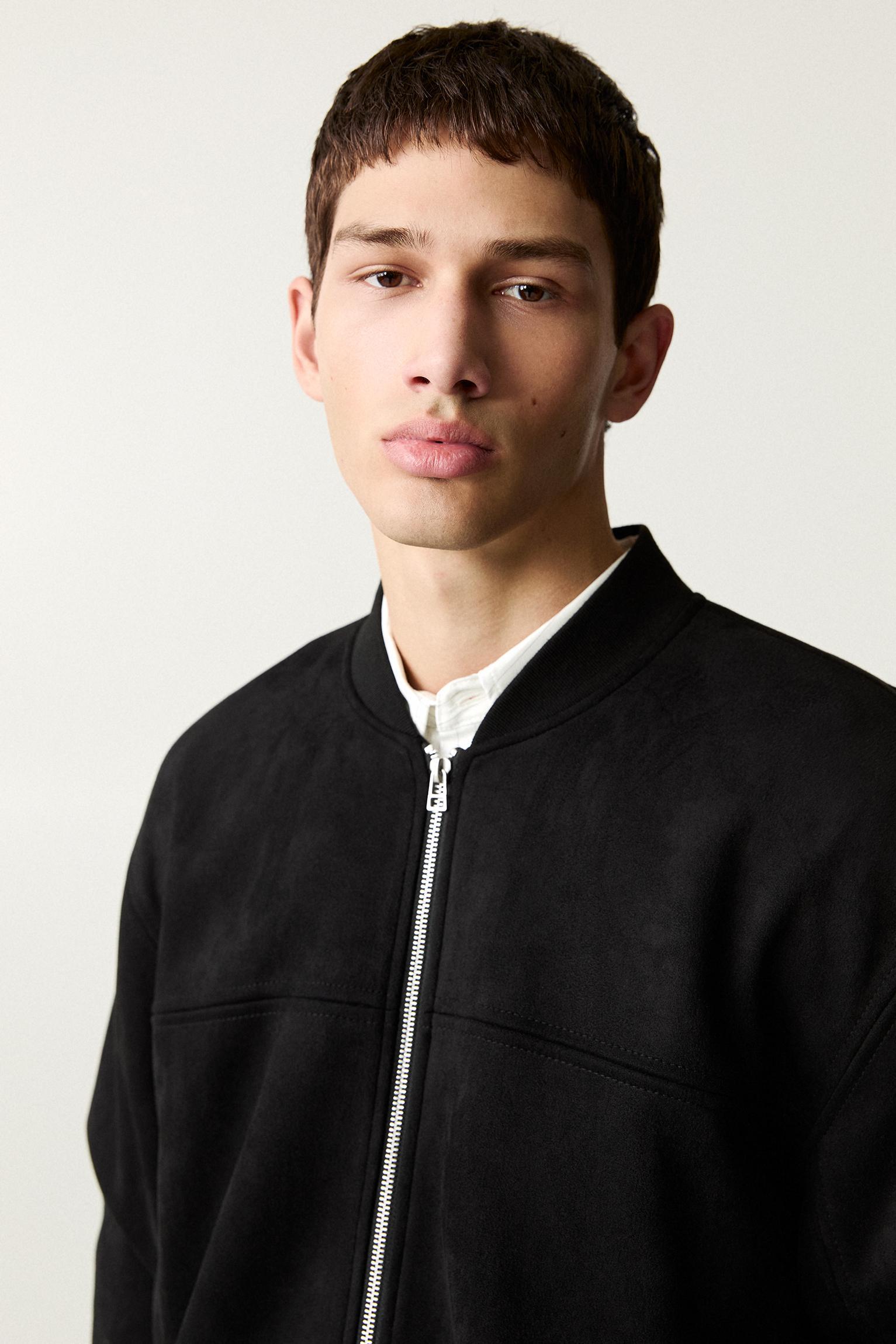 Faux suede bomber jacket Product Image