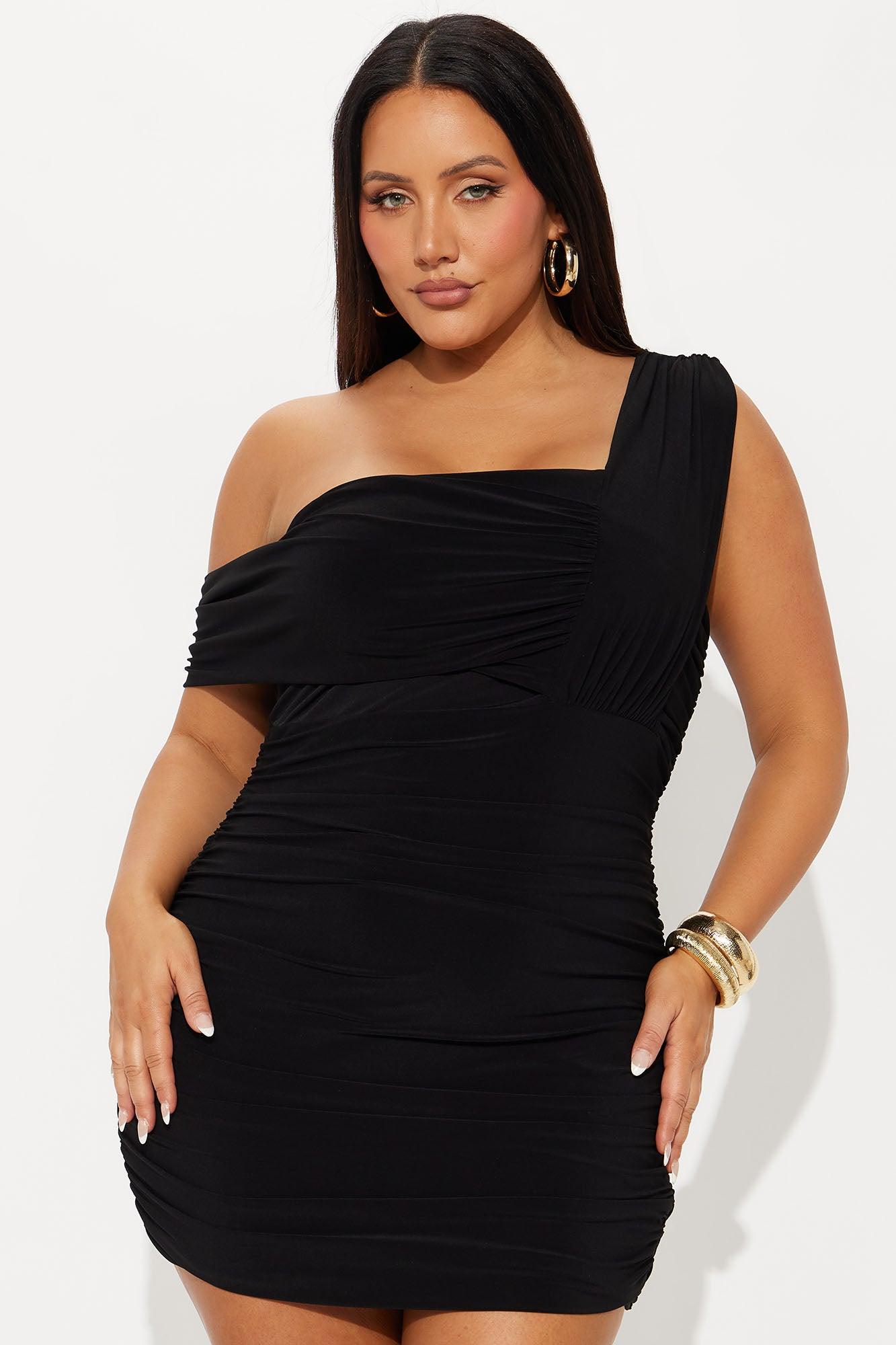 Marlena One Shoulder Micro Mini Dress - Black Female Product Image