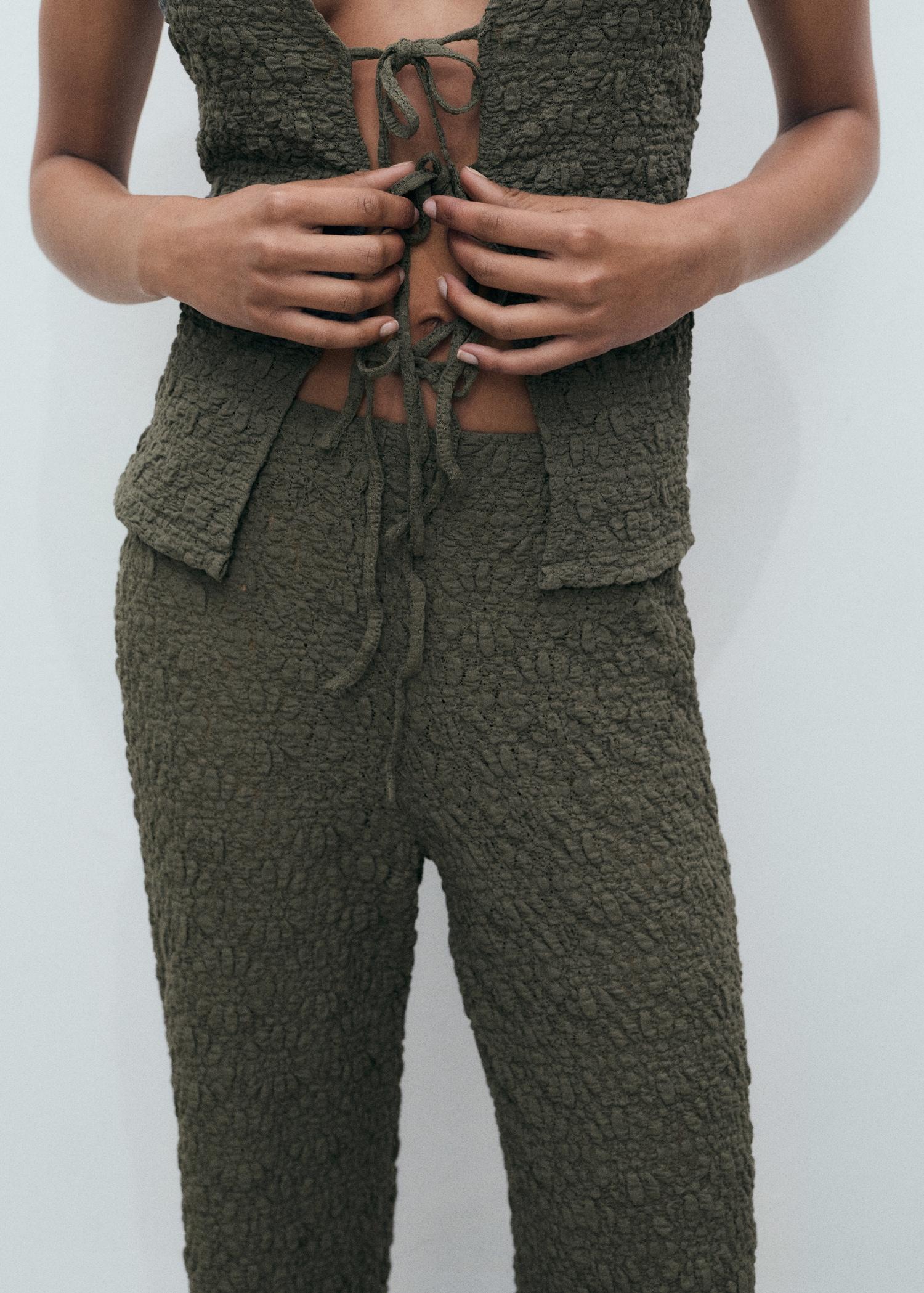 Straight textured trousers - Women | MANGO USA Product Image