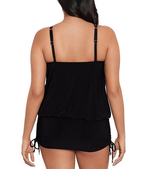 Magicsuit Plus Size Susan Solid Underwire Keyhole Highneck Blouson Side Tie One Piece Convertible Swim Dress Product Image