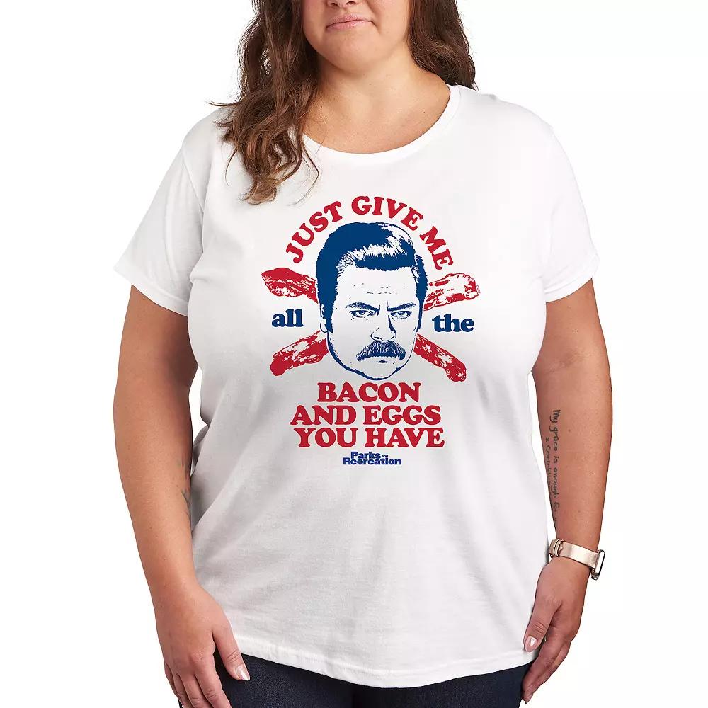 Plus Parks and Recreation Ron Bacon Eggs Graphic Tee, Women's,  Product Image
