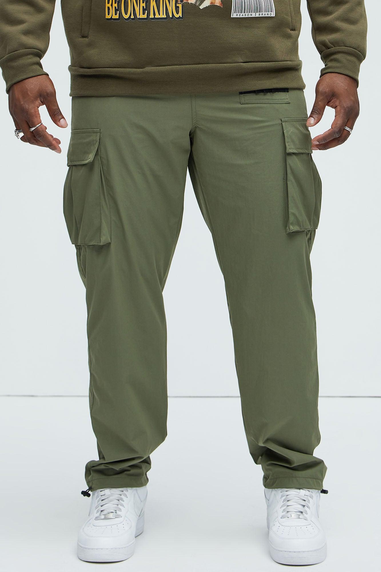 Put Me On Something Slim Nylon Cargo Pants - Olive Product Image