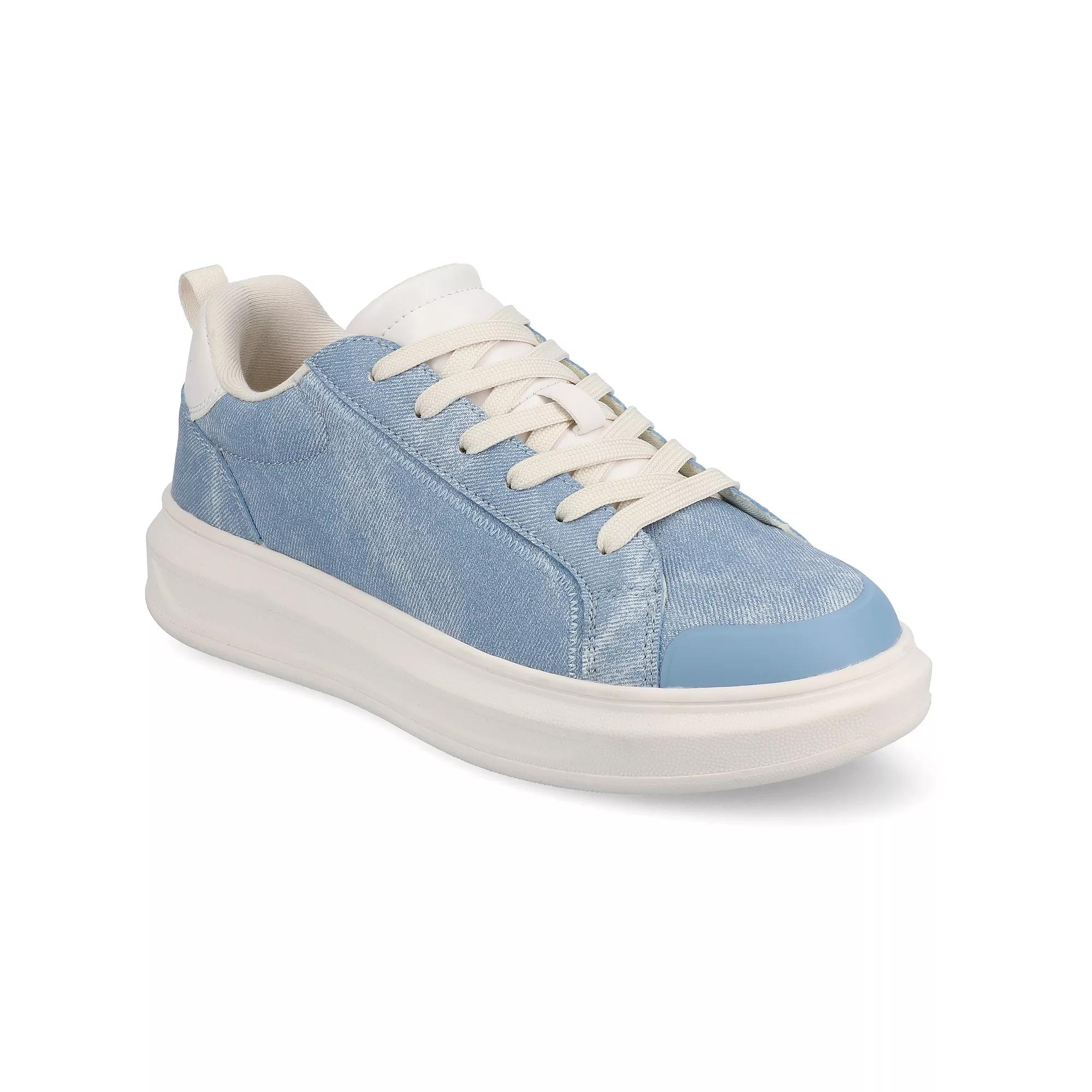 Journee Meeya Womens Casual Lace-Up Sneakers Blue Product Image