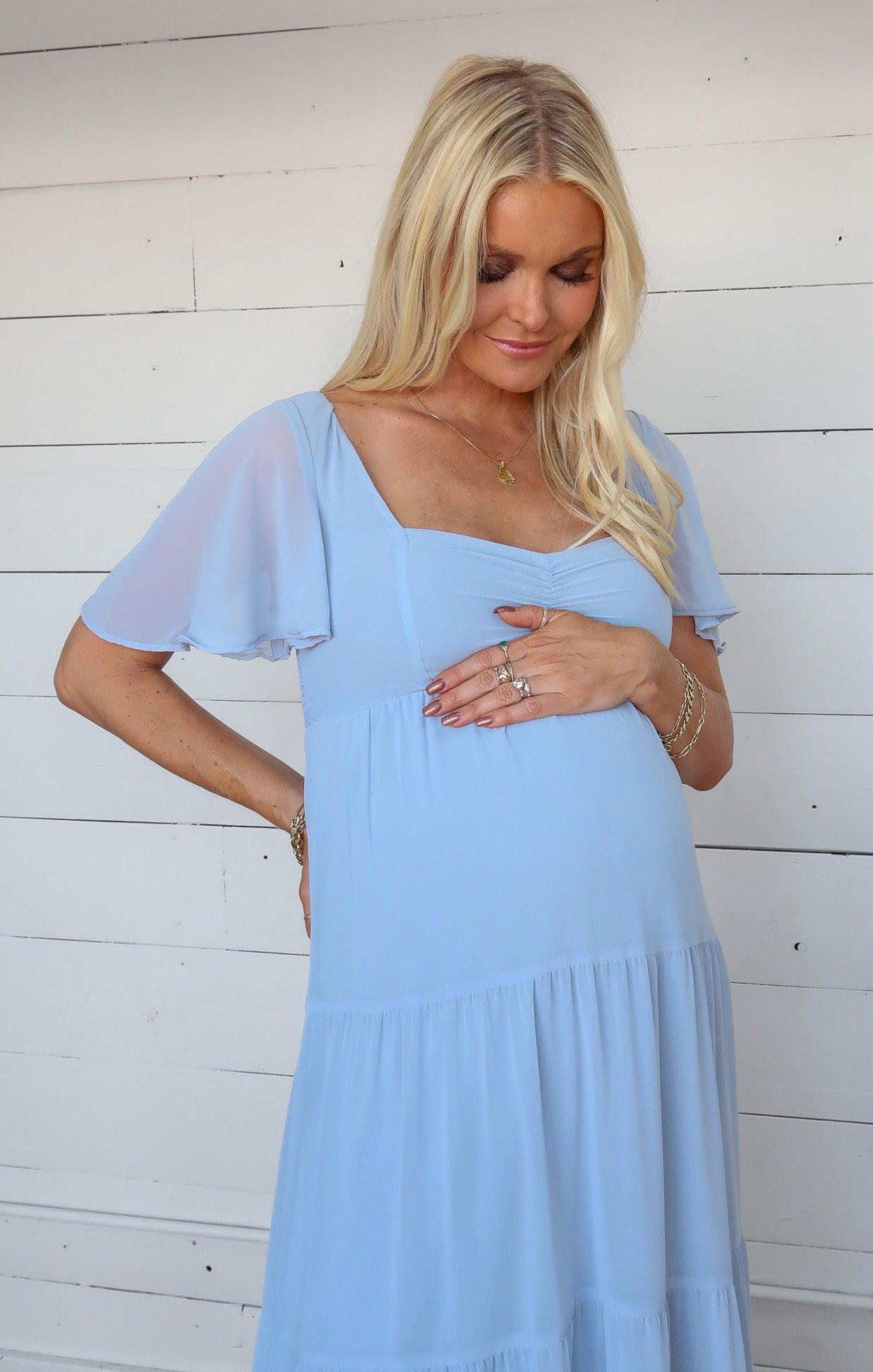 Nicole Maxi Dress ~ Steel Blue Chiffon Product Image