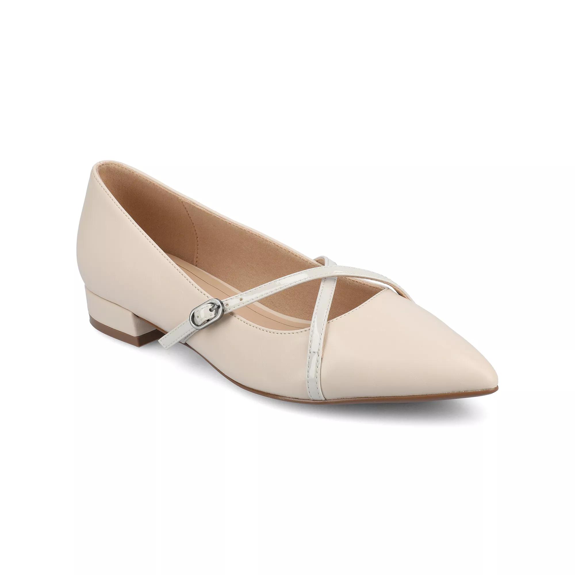 Journee Camby Pointed Toe Covered Block Heel Women's Dress Flats,  Product Image