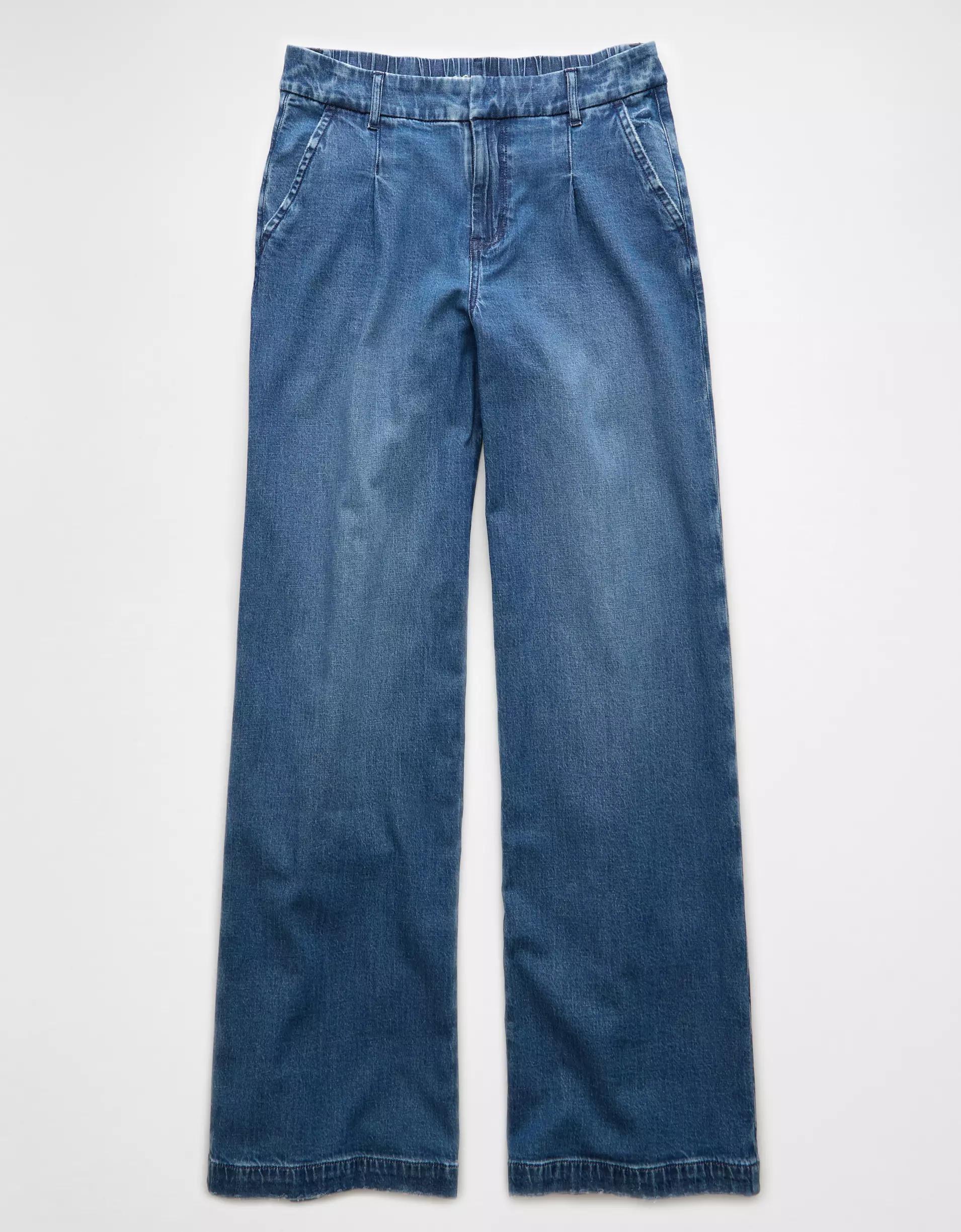 AE Stretch Super High-Waisted Wide-Leg Trouser Jean Product Image