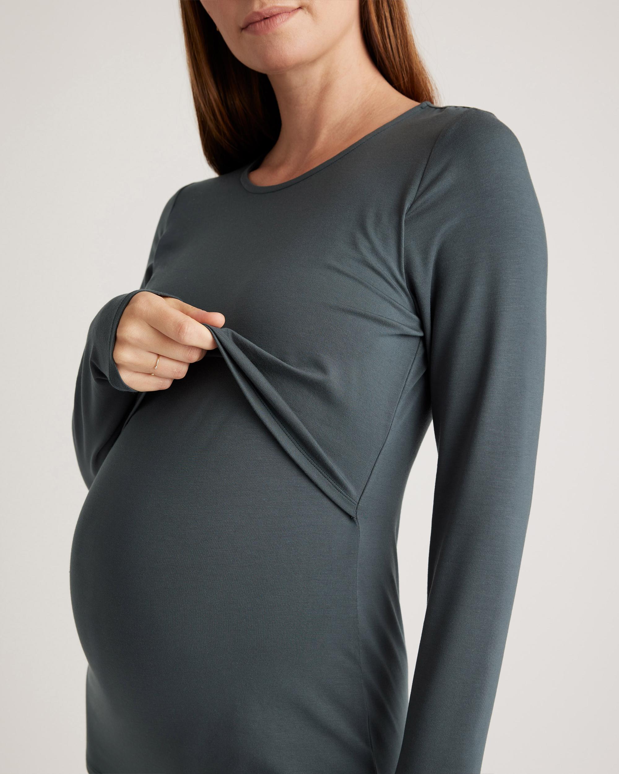 Quince | Women's Tencel Jersey Maternity & Nursing Long Sleeve Relaxed Fit T-Shirt 2-Pack Size XS, Lenzing Modal Product Image