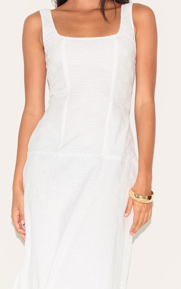 White Broderie Corset Midaxi Dress Product Image