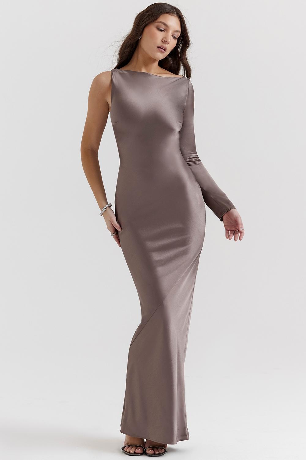 Catiana  smoke one sleeve maxi dress Product Image