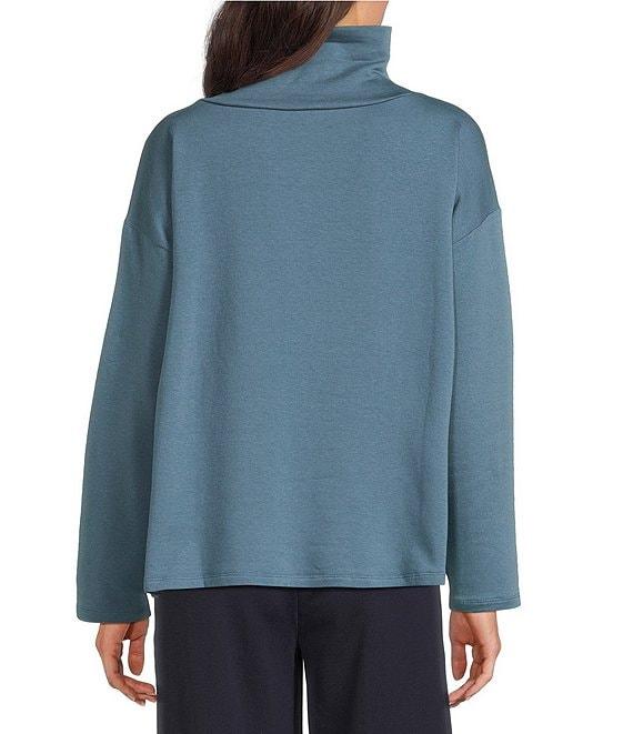 Eileen Fisher Brushed Terry High Funnel Neck Long Sleeve Box Top Product Image