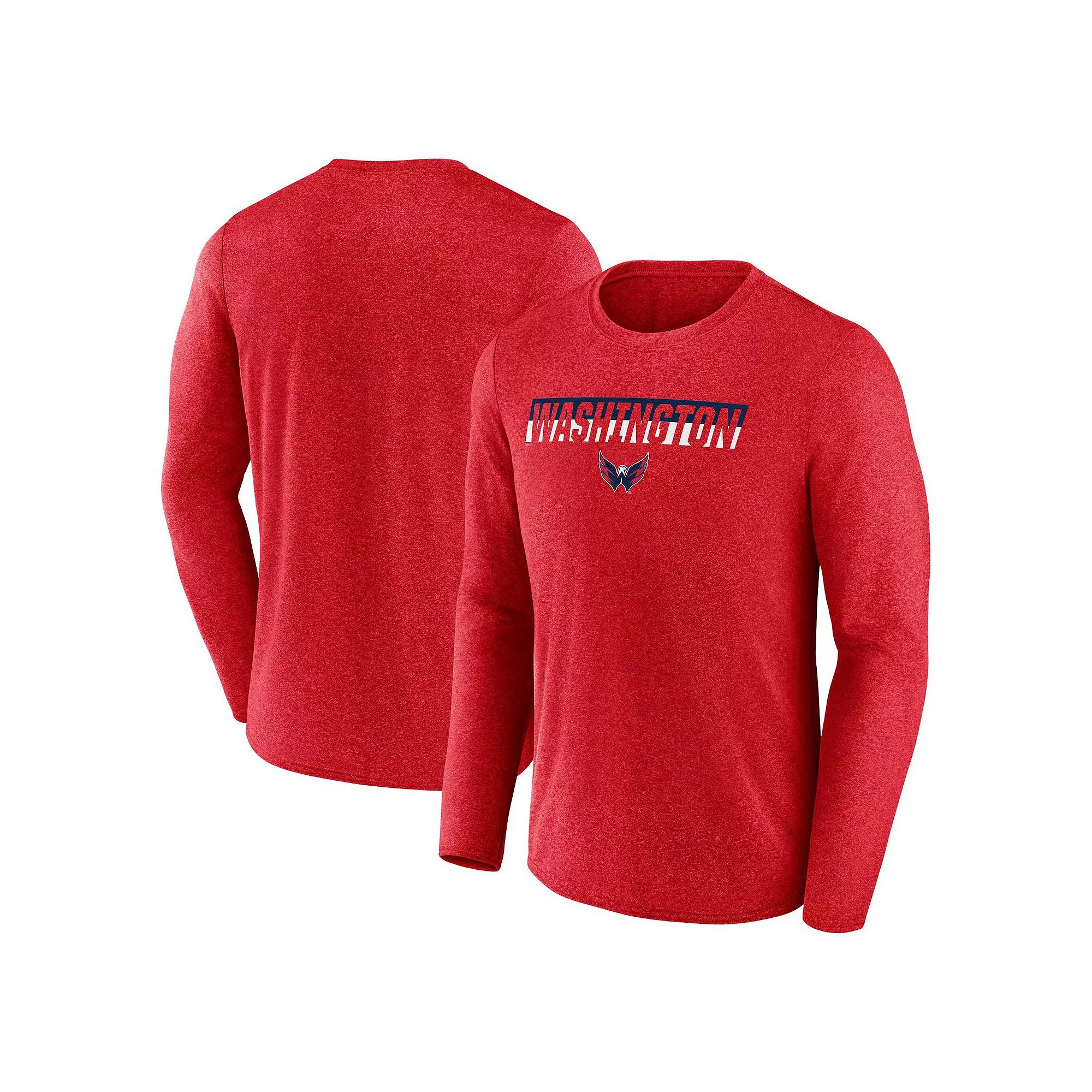 Men's Fanatics Heather Red Chicago Blackhawks Transition Long Sleeve T-Shirt,  Product Image