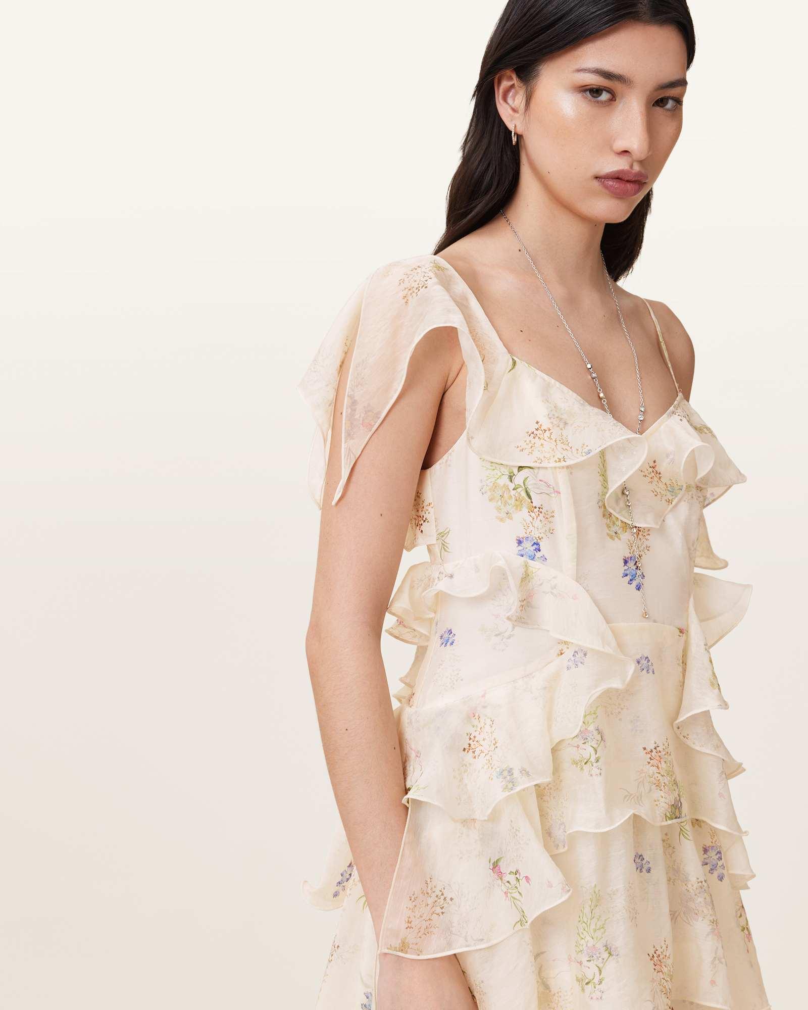 Sienna Ruffled Maxi Dress LACI ECRU WHITE | ALLSAINTS US Product Image