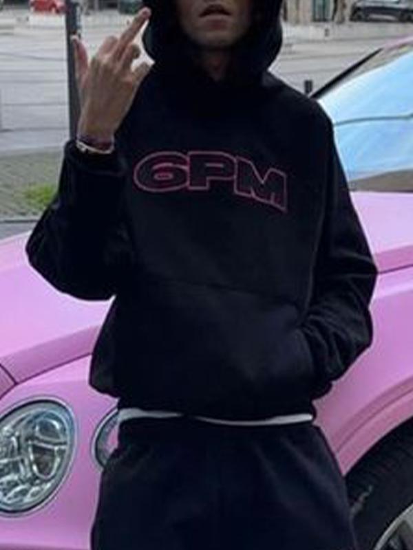 Men's Street Letter Print Oversized Hoodie Product Image