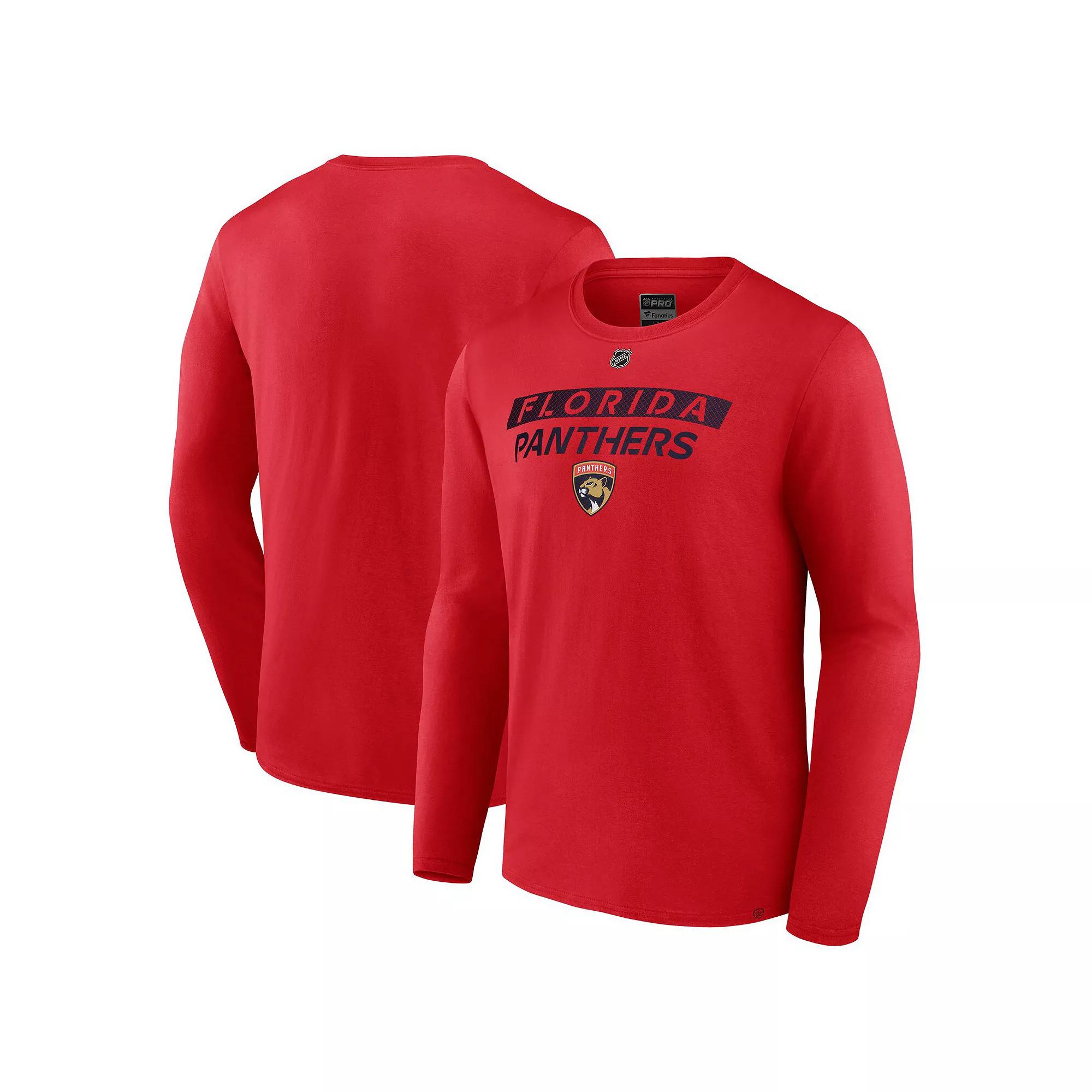 Men's Fanatics Red Florida Panthers Authentic Pro Primary Logo Long Sleeve T-Shirt, Size: Large, Pnt Red Product Image
