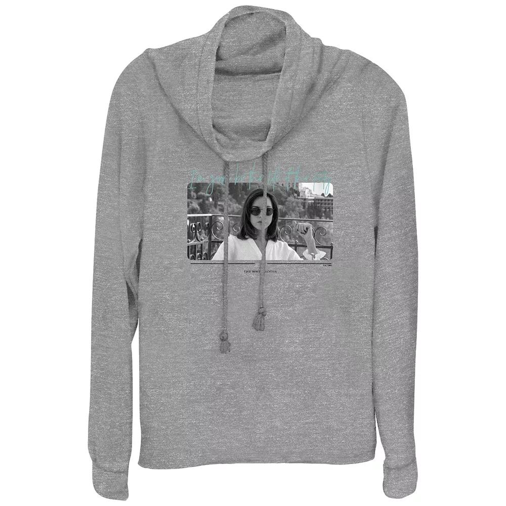 Plus Size White Lotus Harper The Life Of The Party Cowlneck Graphic Lightweight Long Sleeve, Women's, Size: 1XL, Gray Grey Product Image