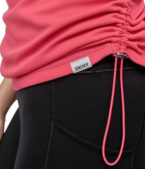 DKNY Sport by Donna Karan V Neck Short Sleeve Tech Ruched Side Seam Tee Product Image