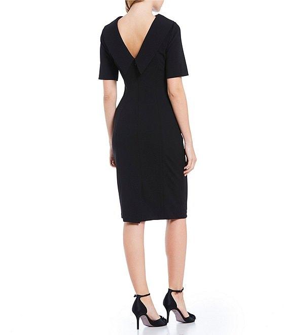 Adrianna Papell V-Back Foldover Collar Short Sleeve Sheath Dress Product Image