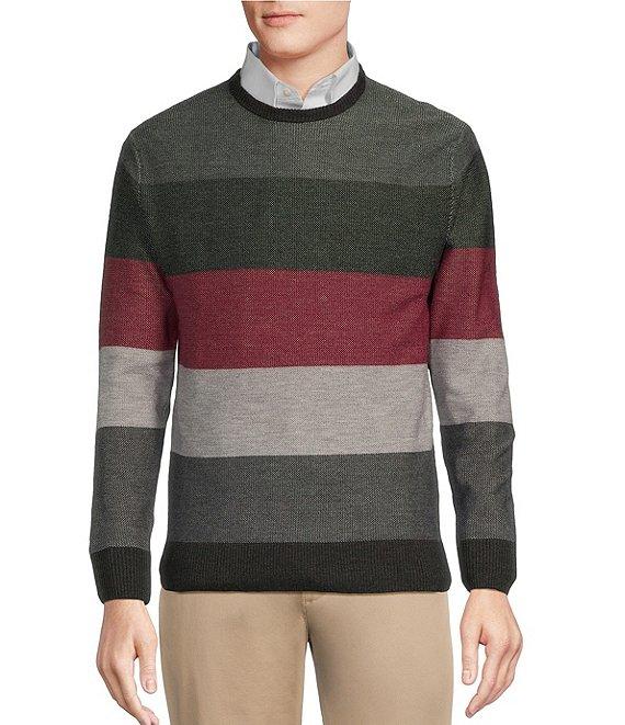 Cremieux Blue Label Stripe Jacquard Wool Sweater Product Image