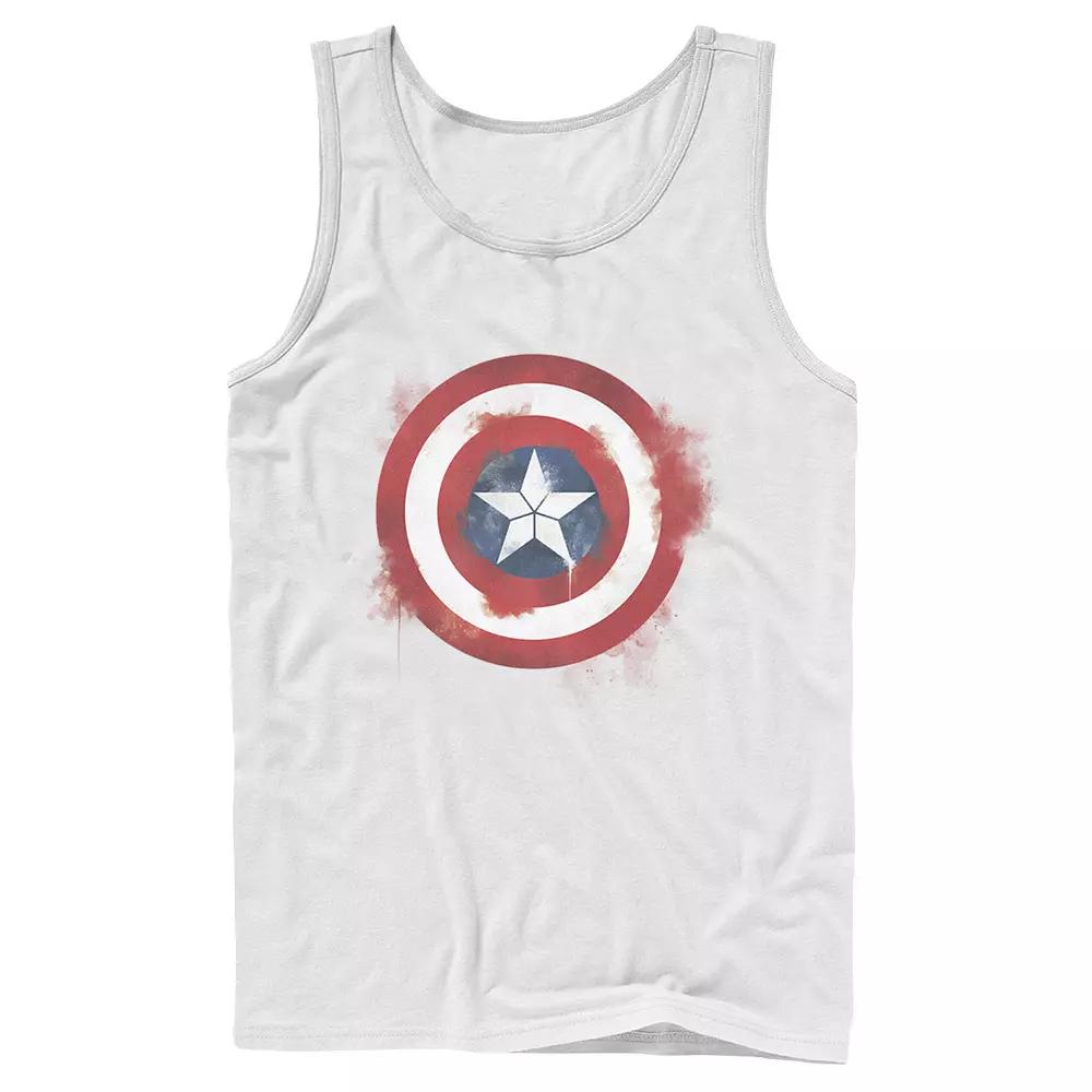 Men's Captain America Smudged Paint Shield Painting Graphic Tank,  Product Image