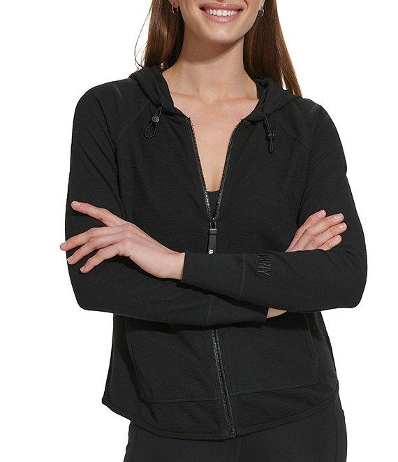 DKNY Sport by Donna Karan Long Sleeve Full Zip Mini Slub Waffle Pocketed Hoodie Product Image