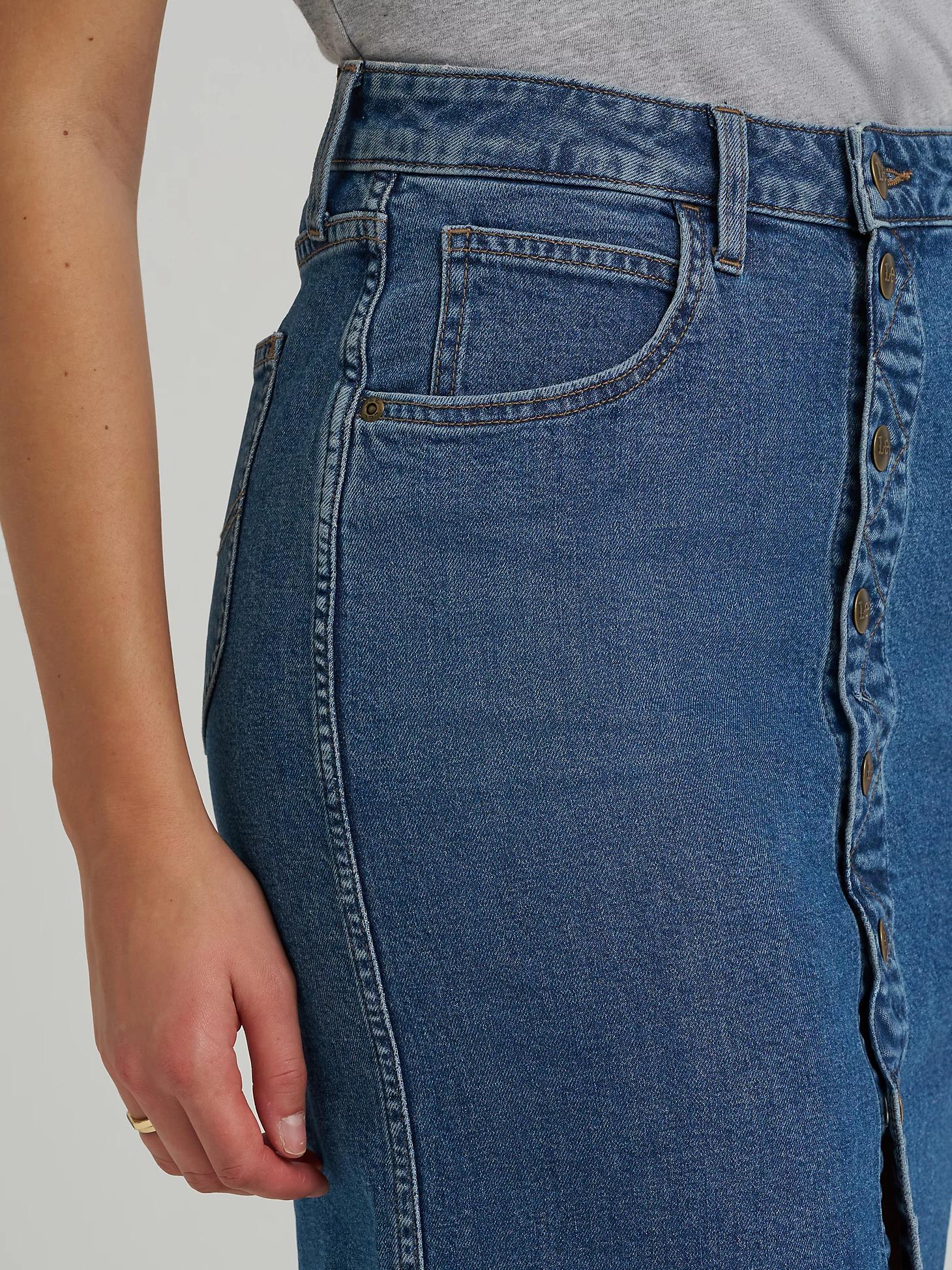 Women's Button Front Denim Midi Skirt | Women's Skirts & Dresses | Lee® Product Image