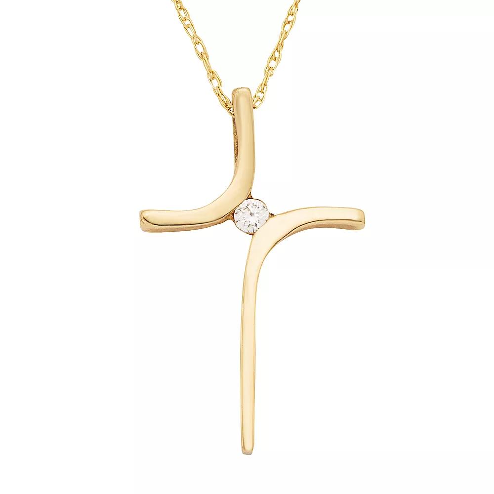 10k Gold Diamond Accent Cross Pendant Necklace, Women's, Size: 18", White Product Image