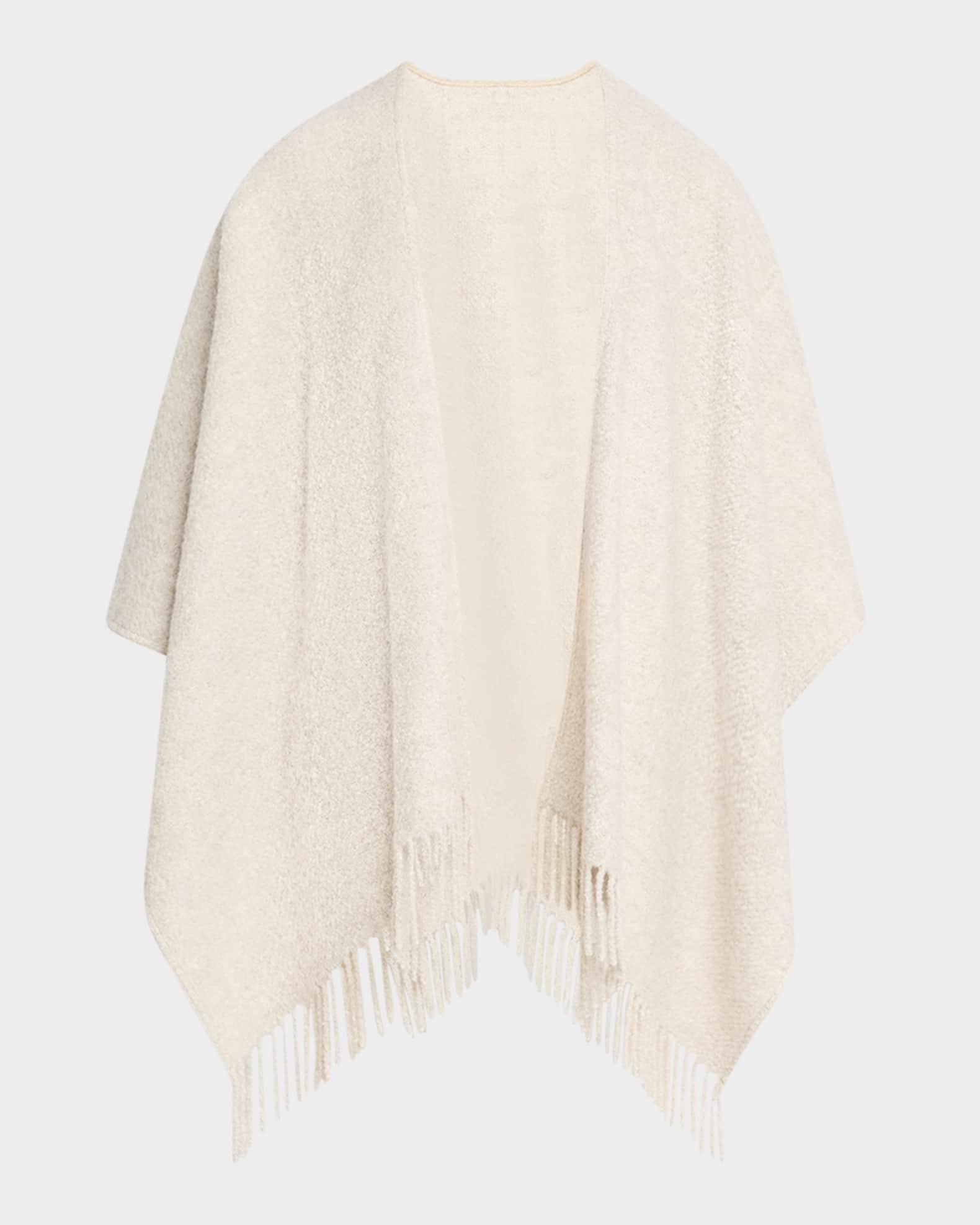 Fringed Alpaca Wool-Silk Boucle Poncho Product Image