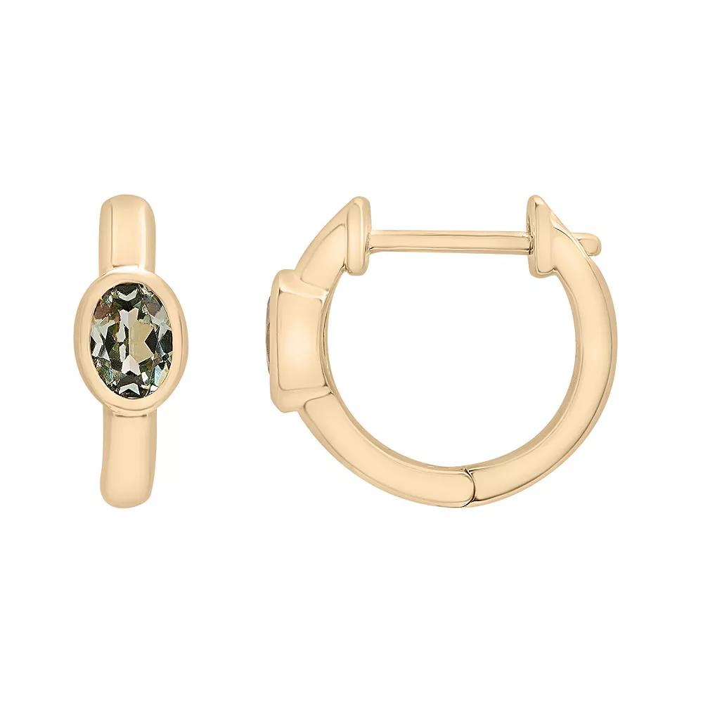 14k Gold Over Sterling Silver Lab-Created Stone Hoop Earrings, Women's, Cr Green Blue Product Image