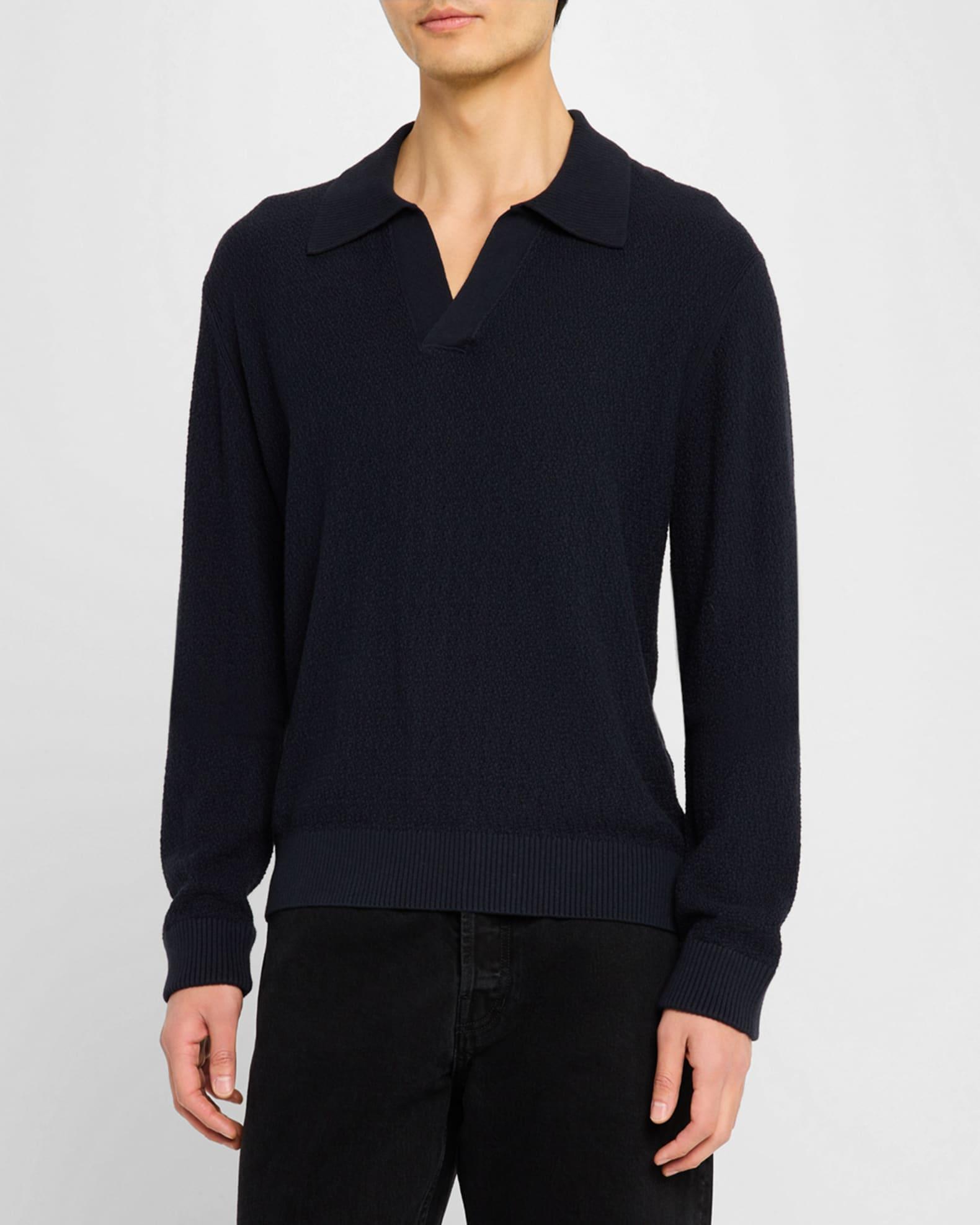 Men's Horatio Cotton and Cashmere Long-Sleeve Polo Shirt Product Image