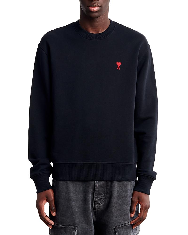 AMI ALEXANDRE MATTIUSSI Ami Classic Black Sweater With Round Neckline And Emblem Detail Product Image