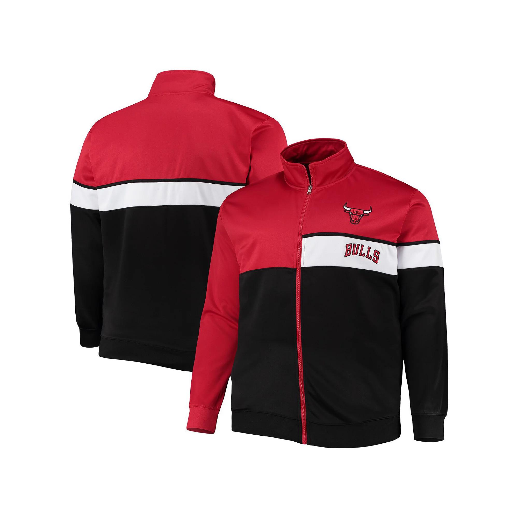 Men's Red/Black Chicago Bulls Big & Tall Pieced Body Full-Zip Track Jacket, Size: XLT Product Image