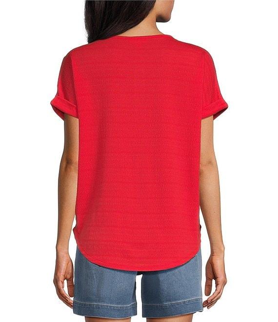 Westbound Short Sleeve Henley Neckline Knit Top Product Image
