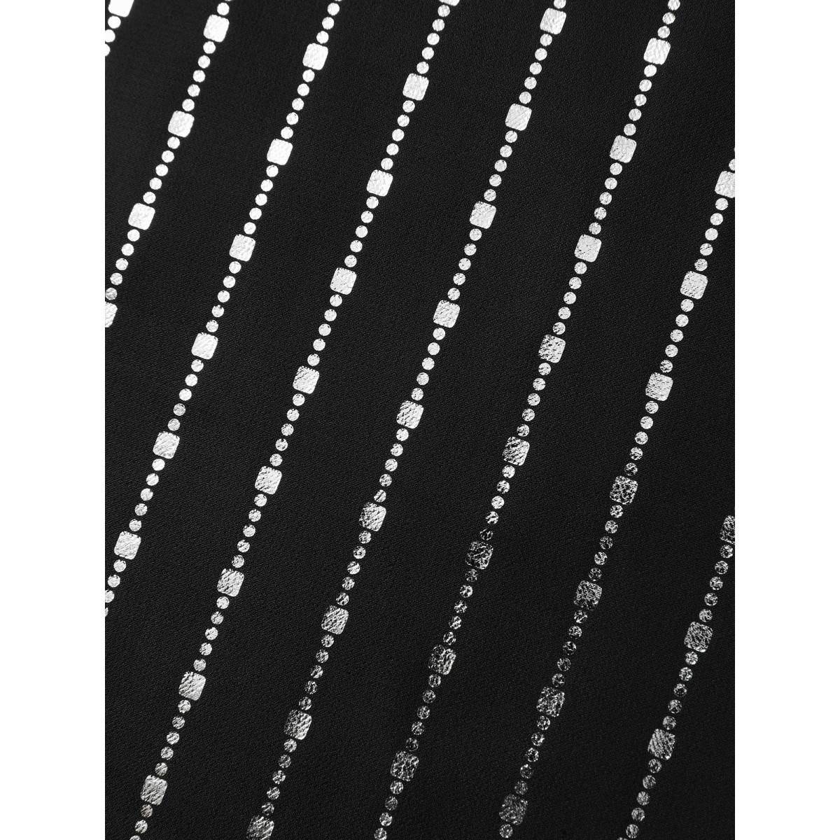 Plus Size Black Shiny Silk Two-Piece Ruffled Blouse Women Party&Cocktail Extra Long Sleeve Round Neck Party Blouses BloomChic 14-16/1X Product Image