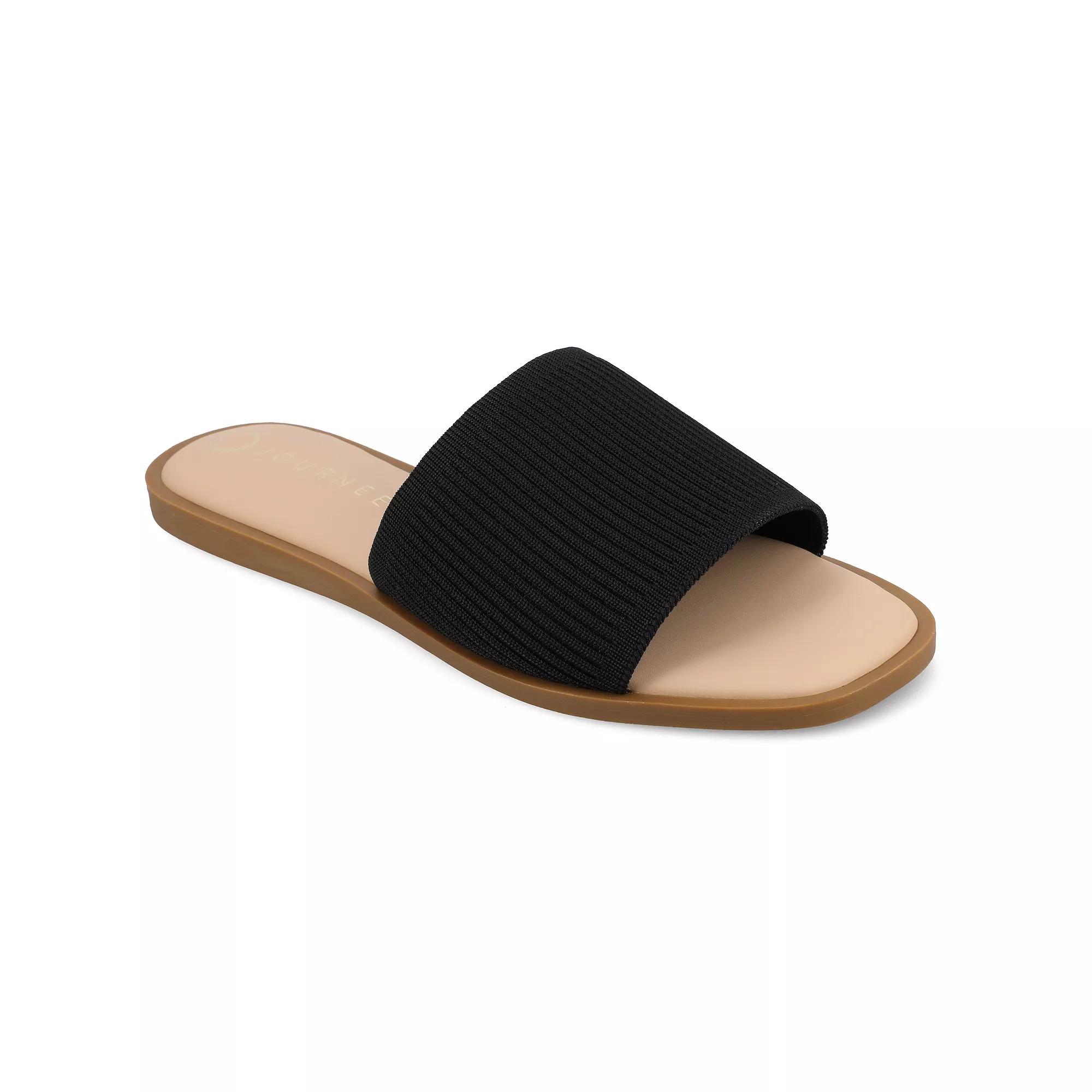 Journee Prisilla Women's Linen Slip On Slide Sandals,  Product Image