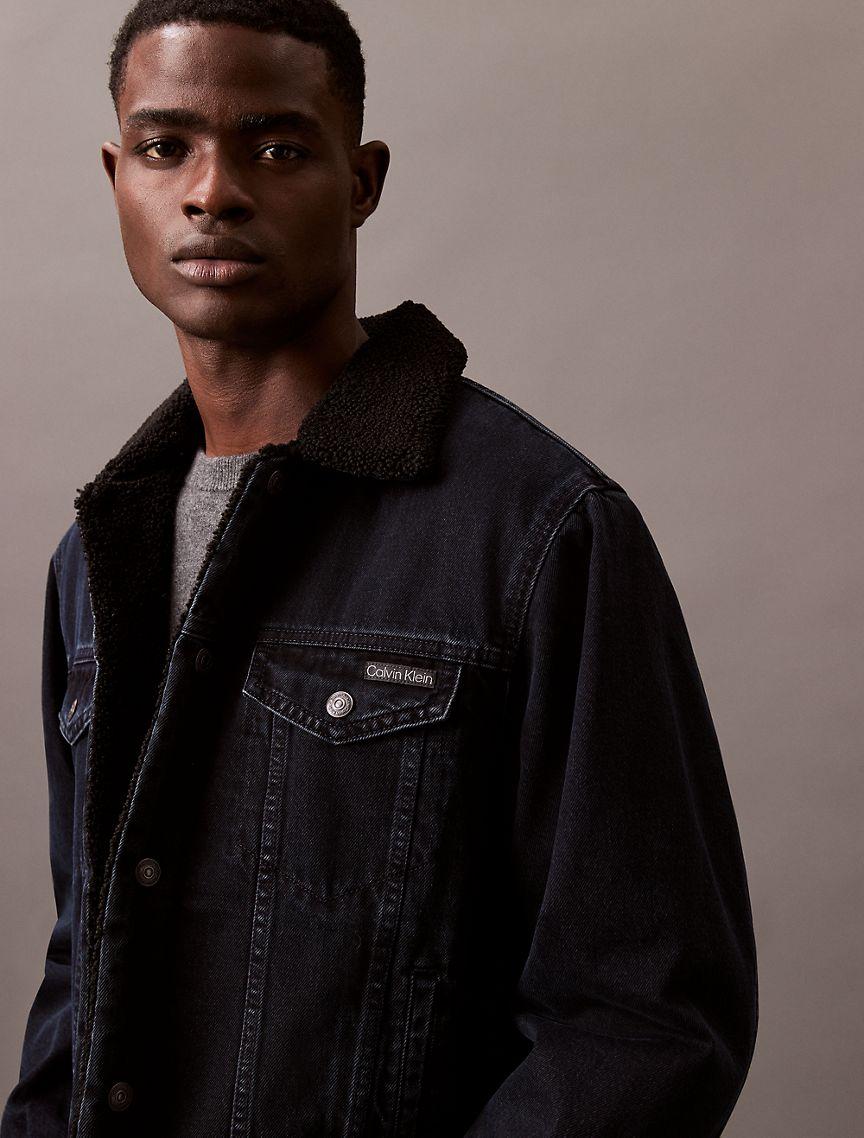 90s Sherpa Denim Trucker Jacket Product Image