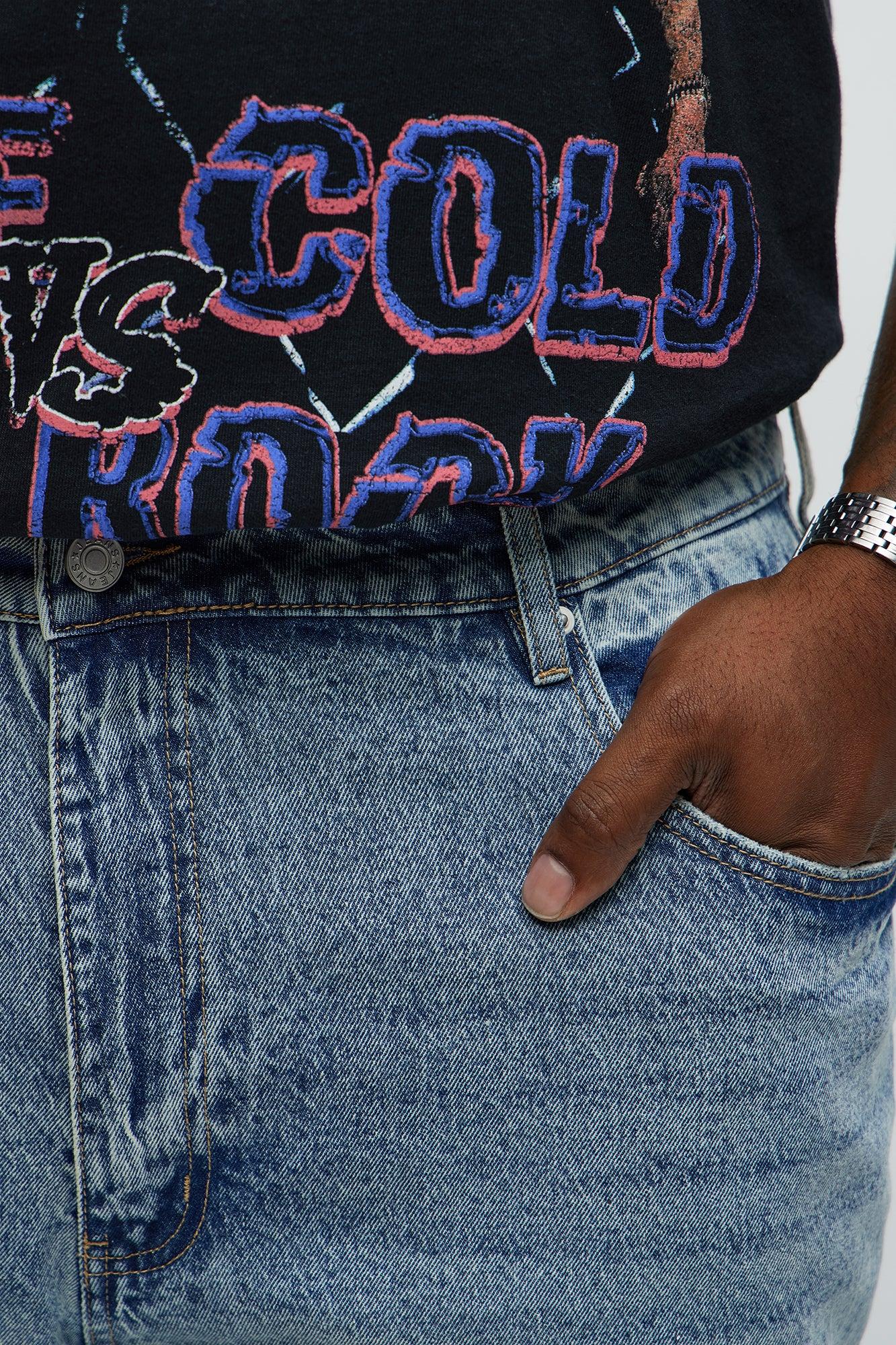 Sensible Paint Splot Distressed Slim Jeans - Medium Blue Wash Male Product Image